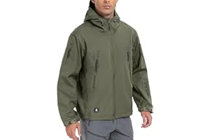Aosyax Uomo Giacche Softshell Militare Tattico Impermeabile per Campeggio Caccia Pesca Outdoor Giacca con Cappuccio