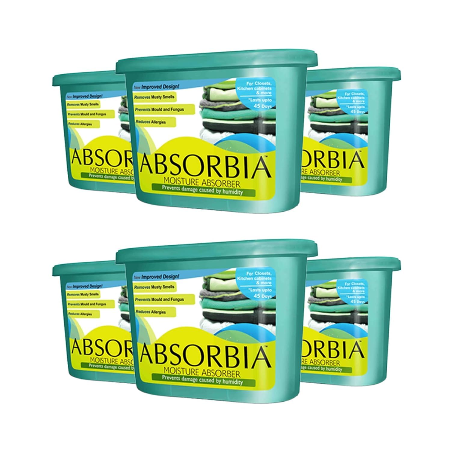 Absorbia Moisture Absorber | Absorbia Classic (300 gms X 6 boxes)- Season Pack of 6 | Absorption Capacity 600ml Each|Dehumidi