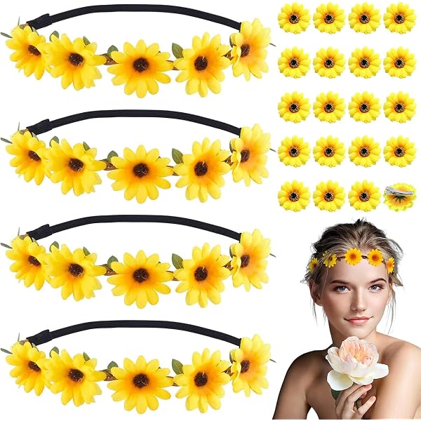 TSHAOUN Blumenkränze Mit Gänseblümchen – Süße Haarbänder Für Frauen & Mädchen (5 Stück Set)