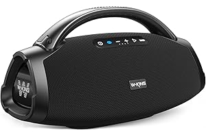 200W RMS Głośnik Bluetooth, W-KING 300W Szczyt Głośny Przenośny Boombox Super Bass/Szybkie ładowanie Bluetooth Box, IPX7, Subwoofer/EQ, Wejście Gitarowe/USB/AUX