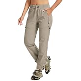 MoFiz Women's Trekking Cargo Hiking Work Pants | Breathable, Water Repellent, 5 Zip Pockets, Lightweight, Cool, UV Protection