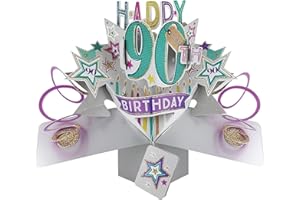 SECOND NATURE POP UPS Second Nature POP166 kartka z życzeniami na 90. urodziny, fioletowa, biała