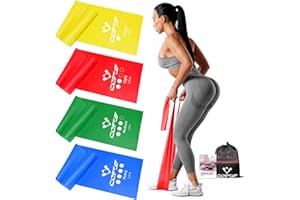 ‎COFOF COFOF Fitnessbänder 4er-Set, Gymnastikband mit 4 Widerstandsstufen, Fitnessband mit Tragetasche & Übungsanleitung Geliefert Ideal für Yoga, Pilates, Krafttraining, Physiotherapie