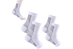 Wondsea 2 paires de chaussettes de compression orthopédiques,Chaussettes de compression pour femmes et hommes,adaptées aux hommes et aux femmes pour protéger les chevilles(L/XL, blanc)