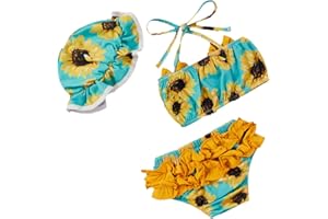 Geagodelia Costume da Bagno per Neonata con Volant Fenicottero Stampato Bretella Fiocco con Capestro Costumi Mare Bimba con Cappello Set di Vestiti Estivi …