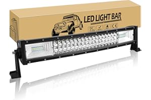 Willpower Barra Led 4x4 22 Pulgadas 270w Barras Led Coche Curvas 7D IP67 Impermeable Tri-fila Faro Led Focos Led 12v 24v 6000k Barras de Luz Led para Tractor SUV ATV UTV Off-road