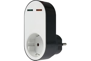 as - Schwabe 18611 - Adaptador profesional de protección contra sobretensiones Flash, toma de corriente con protección contra sobretensiones, 230 V, blanco/negro