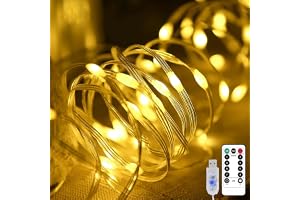 AGOTD Ljusslinga 10 m 100 LED varmvit USB-LED-ljusslinga med fjärrkontroll, 8 lägen, vattentät LED-ljusslinga för trädgård, b