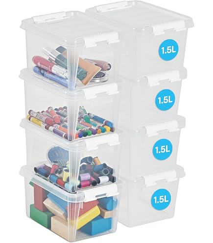 20 Cajas De Plástico Transparente Iris Ohyama, 2 Litros, Con Tapa ¡apilables Y Libres De BPA! Perfectas Para Organizar Ropa, Zapatos, Juguetes