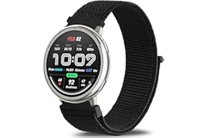 Vancle Pasek do zegarka Amazfit Active 2 / Active 2 Square, 20 mm, miękki nylonowy pasek do zegarka, zapięcie na rzepy, do Amazfit GTS 4 Mini/GTR Mini/Bip 3/Bip U, dla kobiet i mężczyzn