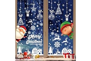 TBSCWYF Pegatinas Ventana Navidad Santa Muñeco de Nieve Alce de la Puerta Pegatinas Navidad Cristal Decoración de la Ventana Reutilizable Bricolaje Pegatinas Electrostáticas Calcomanías Ventanas 9 Hojas