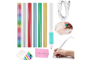 OTCRAFT 7PCS/Set Hot Heated Foil Pens & Hot Foil Roll Set for Card Making Craft Scrapbooking Drawing Pen with USB Cable DC5V Write, Trace, and Stencil Your Way to Shiny Foiled Beauty Using The Hot Foil