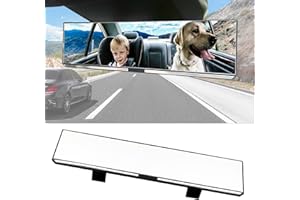 Kitbest Rear View Mirror, 300mm Wide Angle Rearview Mirror Clip on Car Original Mirror, Flat Panoramic Auto Mirror to Eliminate Blind Spot Effectively for Cars SUV Trucks 300 x 79mm
