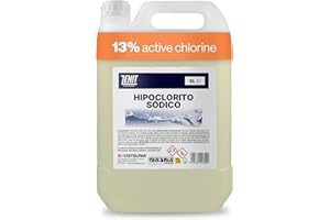 Hostelpak | 5 l | Hipoclorito Sódico 13% Cloro Activo | Solución de Limpieza Multiusos para Hogar y Exteriores | para tratamientos en Piscinas