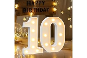 LEDIDO LED Zahlen Lampe Nummer Beleuchtete Ziffern 10,Warmes & Kaltes Weiß Led Leuchtzahlen für Happy Birthday Deko,Party deko, Hochzeitsdeko,Batteriebetriebene,Desktop Wandtischdeko