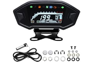 Geloo Tachymètre de moto 12000 tr/min avec support, rétroéclairage universel pour moto, étanche, jauge pour 1,2,4 cylindres