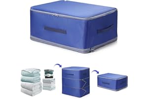ZQILIBOYI Cajas Almacenaje, Compresible Bolsa de Almacenamiento Ropa, 3 plantas Grandes Bolsas Guardar Ropa, Ahorrar Espacio para Edredones, Mantas, Almohada, Muñeco de peluche-Azul