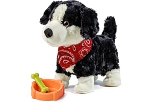 eJog Pup Plyschhund som Går och Skäller, Röststyrd Interaktiv Leksakshund, Pratande, Svansvippar, Gosedjur Hund, Elektronisk Plyschleksak Valp, Mjukisdjur Present för Barn 3+ År
