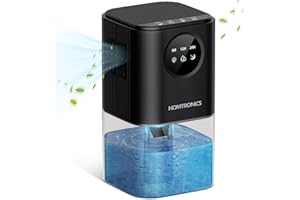 Deumidificatore Casa Muffa, Homtronics Deumidificatore Portatile 1.7L, Silenzioso Deumidificatori, Automatico, Timer 24 ore, Luce Ambientale a 7 Colori per Camera da Letto, Guardaroba, Bagno (Nero)