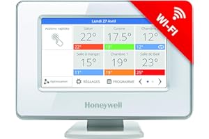 Honeywell Home THR99C3100 evohome Thermostat intelligent avec WiFi et application pour plus d'économies et d'efficacité. Compatible avec Google Home et IFTTT, blanc (1 pièce)