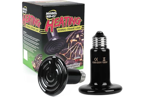 Adiwo Keramisk värmelampa 220V, 2 delar E27 100W svart reptilvärmelampa, 20 000 timmars livslängd, infraröd värmelampa för dj
