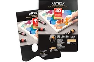 Arteza Tavolozza Pittura, Tavolozza a Fogli 9x12 Pollici, Confezione da 2, 80 Fogli Bianchi Incollati, 54 Libbre, Wet Palette con Foro per Pollice, per Pittura a Olio, Acrilici, Acquerelli e Tempera