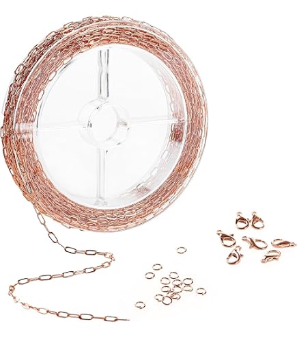 Rotolo Catena Oro Rosa 12 Metri Per Bigiotteria Fai Da Te - Con 30 Chiusure E 100 Anelli - Foto 7