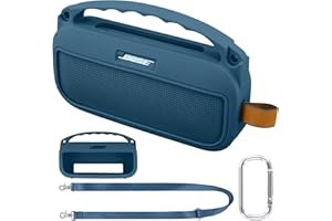co2CREA Silikonhülle Tragetasche Case für Bose SoundLink Flex 2 Lautsprecher (2nd Gen), tragbare ultraleichte Silikon Schutzhülle mit Karabiner und Schultergurt (Lautsprecher Nicht enthalten)