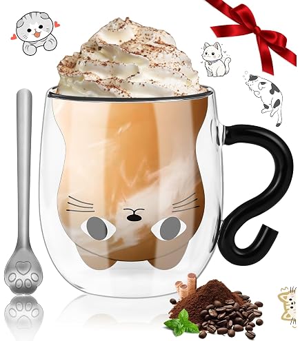 Doppelwandige Katzen-Tasse 300 Ml – Süßes Design Für Heiße & Kalte Getränke
