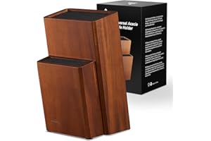 ENOKING Universale Ceppo Coltelli da Cucina, Porta Coltelli Cucina in Legno d'acacia, Ceppo Coltelli con Setole in Plastica Rimovibili, Portacoltelli da Cucina per Bancone da Cucina