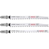Bosch Professional 3 x Expert Wood 2-Side Clean Jigsaw Blades for Plywood | for Solid Wood Furniture Board, Plywood, Length 1