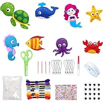 Foonary Kit De Costura Infantil De 14 Piezas – Animales De Fieltro Para Coser Sin Agujas Punzantes | Manualidades Para Niños +6 Años