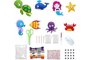 Allazone Set da Cucito per Bambini, Kit Fai Da Te in Feltro 8 Stile Animale Marini Kit da Cucito in Feltro, Kit da Cucito Creativo per Bambini Educativi e Principianti