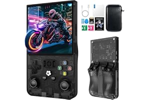 CXYP 2025 Novità: R36MAX R36MAX Retro Handheld Console, 128 G su 40.000 giochi, console da gioco IPS Retro da 4 pollici, sistema Linux, batteria da 4000 mAh, mini arcade portatile (nero chiaro))