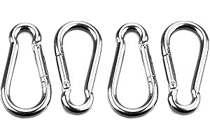 HONGCI 4pcs Crochet Mousqueton (M8) - Haute résistance 304 Clips Mousqueton en Acier Inoxydable, Clip Mousqueton de la chaîne de Mousqueton pour extérieur, Camping, randonnée, Heavy Snap Snap Hook
