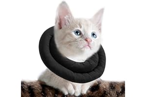 OHCOZZY Collare Elisabettiano Gatto, Collare a Cono Per Gatti Con Collo Regolabile, Collare Protettivo Gatto Antileccamento Dopo l'intervento Chirurgico (M, Nero)