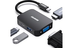 BENFEI USB C HUB 4w1, Adapter USB Type-C na HDMI VGA, Adapter USB C na USB, Zasilanie USB Type-C, Kompatybilny z iPhonem 15 Pro/Max, MacBookiem Pro/Air 2023, iPadem Pro, iMac, S23, XPS 17