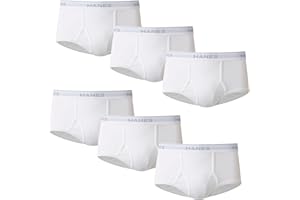 Hanes Krótkie Mężczyźni Zestaw majtek męskich, białe bawełniane majtki, majtki z pełnym stanem, majtki odprowadzające wilgoć (6 w zestawie)