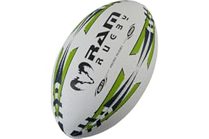 RAM Rugby – Micro Rugby Trainer Ball – Größe 2,5 – perfekte Starter Ball für Kinder (Alter 3–5) – Lime Grün/Marineblau – Super Qualität – Spaß und gute Übung