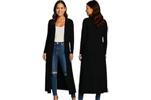 Re Tech UK Ladies Womens Maxi Plus Size Long Cardigans for Women UK Collared Top Long Full Sleeve Floaty Women's Cardigans Coatigans Sizes 8-26