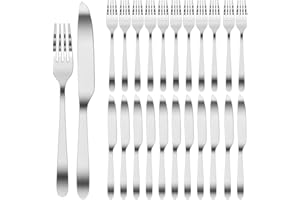 WinGluge Set de Couverts à Steak Noxydable, 24 Pièces Couteaux et Fourchettes à Steak Haute Qualité, Ensemble de Couverts à Barbecue Va Au Lave-Vaisselle, pour Les Dîners, Fêtes, Restaurants, Hôtels
