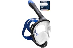 CRESSI Java Full Face Mask - Máscara Integral para Snorkeling, Lente Ultra Clara Antivaho, 100% Silicona, Tubo Seco con Válvulas de Seguridad