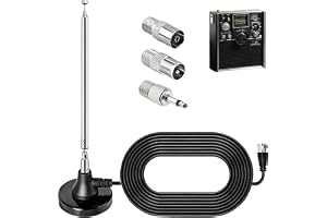 79 cm teleskopisk Dab FM-radioantenn inomhus, med magnetisk bas och 3 m kabel, hög lojalitetsmottagning för HiFi-system, FM-m