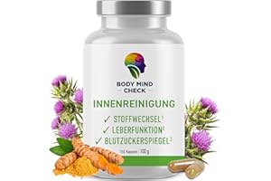 ‎BODYMINDCHECK INNENREINIGUNG - Leber Kur Mariendistel Kapseln mit Stoffwechsel Komplex - 18-fach Leberkur mit Mariendistel, Cholin, Resveratrol, Grüntee Extrakt uvm. - 150 Leber Komplex Kapseln hochdosiert