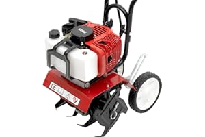 FUNYSF 52CC handgeführte Benzin-Gartenhacke Motorhacke, 2-Takt-Benzin-Drehfräse Radantrieb-Drehfräse 6500-7000 U/min
