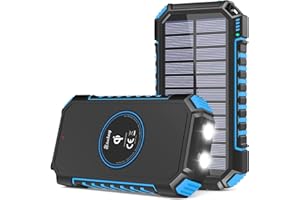 Hiluckey Cargador Solar 26800mAh Power Bank Portátil Batería Externa Inalámbrico con USB C Carga Rápida, 4 Salidas para Smartphones, Tablets