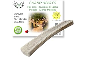 ARTISAN GIFT CO Os Corni di Cervo Aperto per Cuccioli e Cani con un Morso Delicato, peso minimo dell'unità 51gr. (M - 1 pz. speciale morso molto morbido)