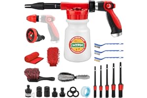 MYPIN 22 in 1 Snow Foam Pump Sprayer - Adjustable Hose Car Foam Blaster With 2.5 to 6 Bars, Nozzles, Brushes, Towel, 1/2" Quick Connector Cleaning Kit for Car and Garden
