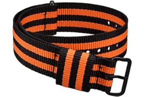 WOCCI Militare Stile Cinturino per Orologio in Nylon con Fibbia Nera, Monopezzo Cinturini di Ricambio, 18mm 20mm 22mm 24mm