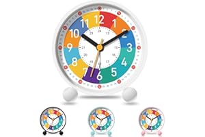 YeahBoom Reloj Despertador Niño,Despertador Infantil Silencioso Sin Tick Tick,Reloj de Aprendizaje con Luz Nocturna,Digital y Analógico para Niños